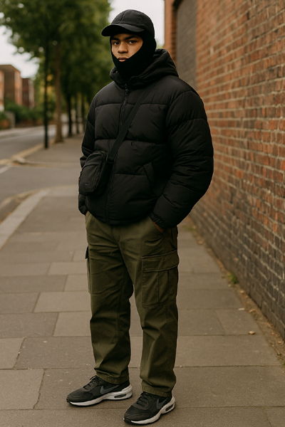 Mężczyzna ubrany w stylu drill