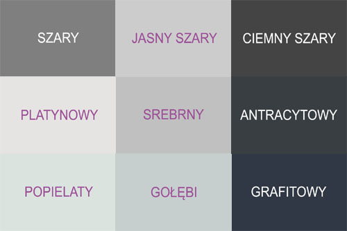 Odcienie koloru szarego